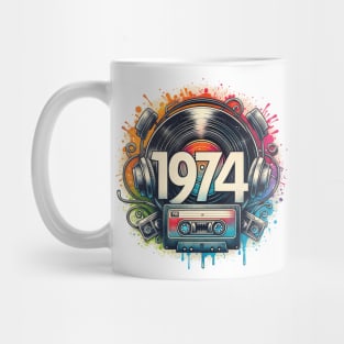 Born in 1974 Birthday Nostalgia: Vinyl record and cassette tapes, Born in '74 Mug